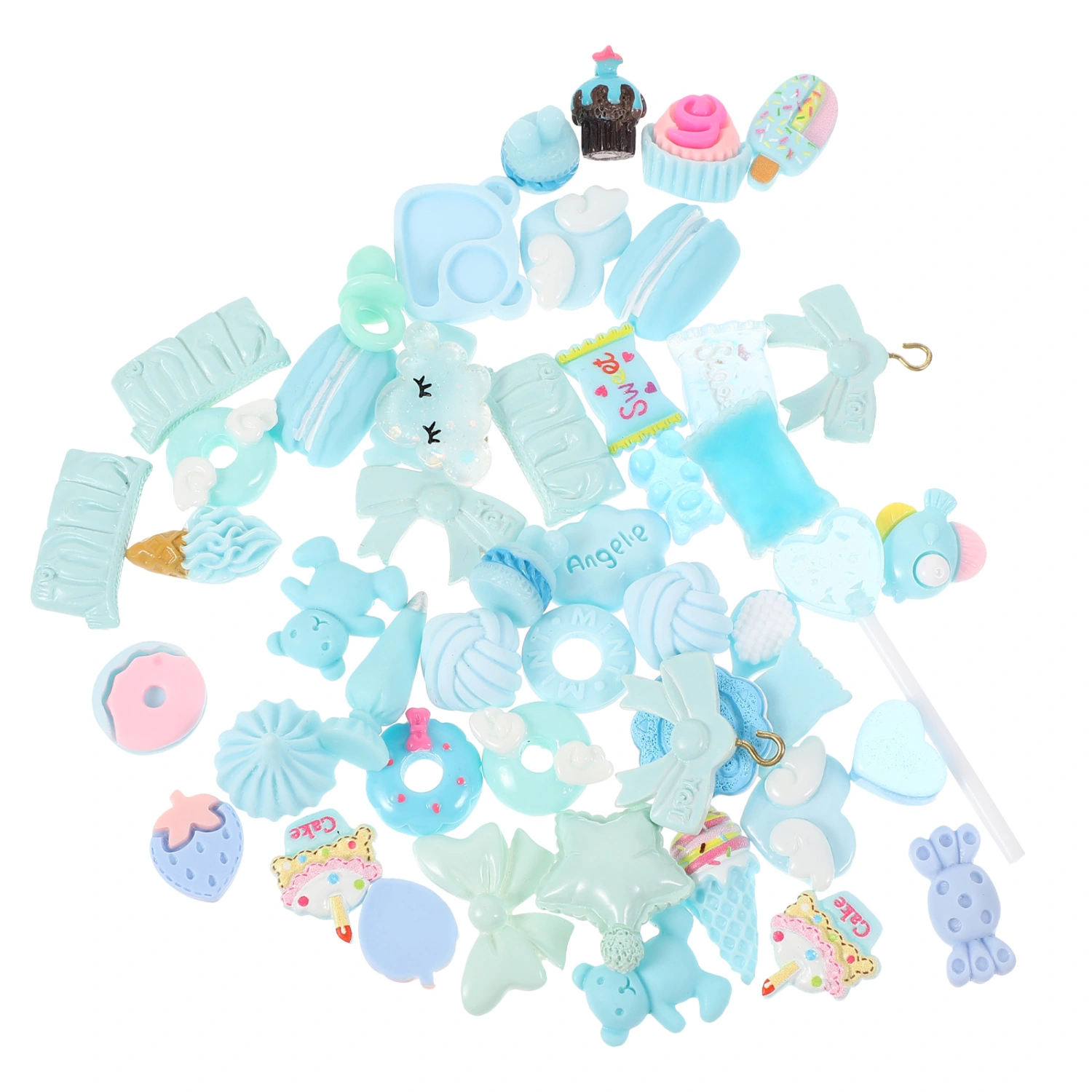 About 50pcs DIY Phone Case Decors Resin Craft Charm Ornaments Accessories