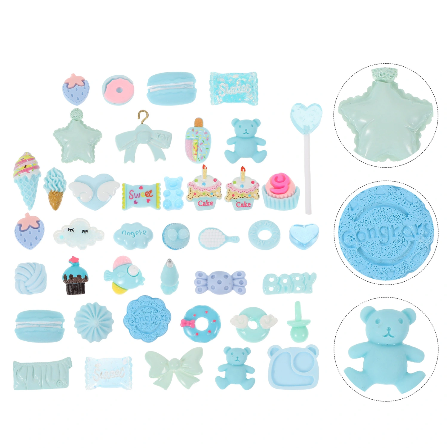 About 50pcs DIY Phone Case Decors Resin Craft Charm Ornaments Accessories