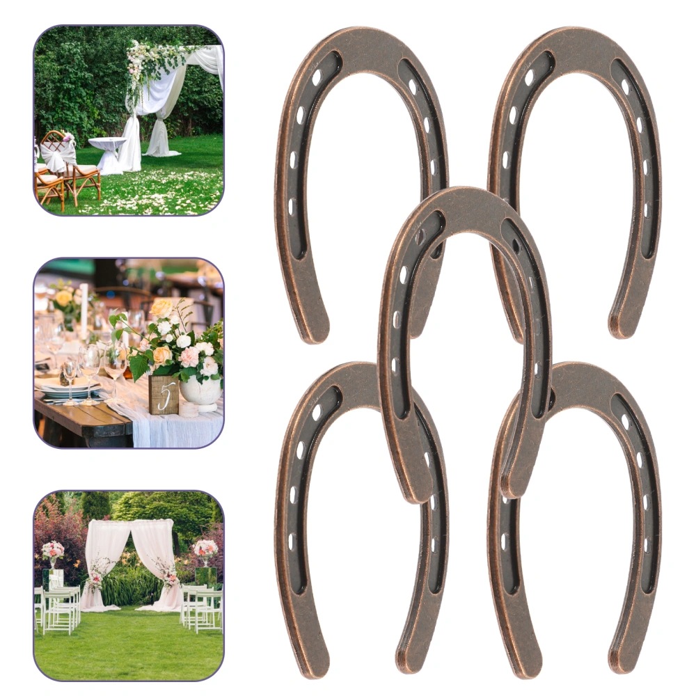 5Pcs Horseshoe Sculptures Horseshoe Hanging Decoration for Celecbration Wall Hanging Horseshoe for Weddings (Golden)