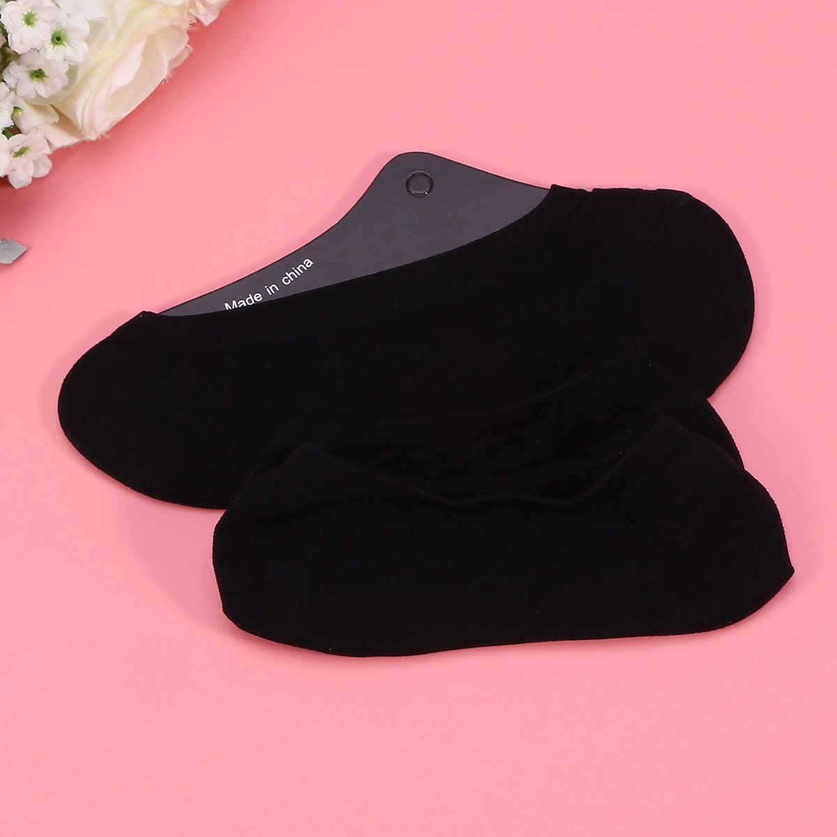 5 Pairs Men Cotton Low Cut No Show Socks Breathable Anti-slip Invisible Socks (Black)