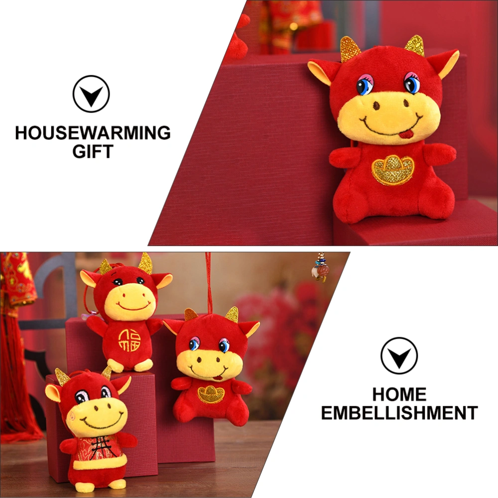 1Pc New Year Cattle Pendant Lovely Doll Pendant Housewarming Decoration (Red)