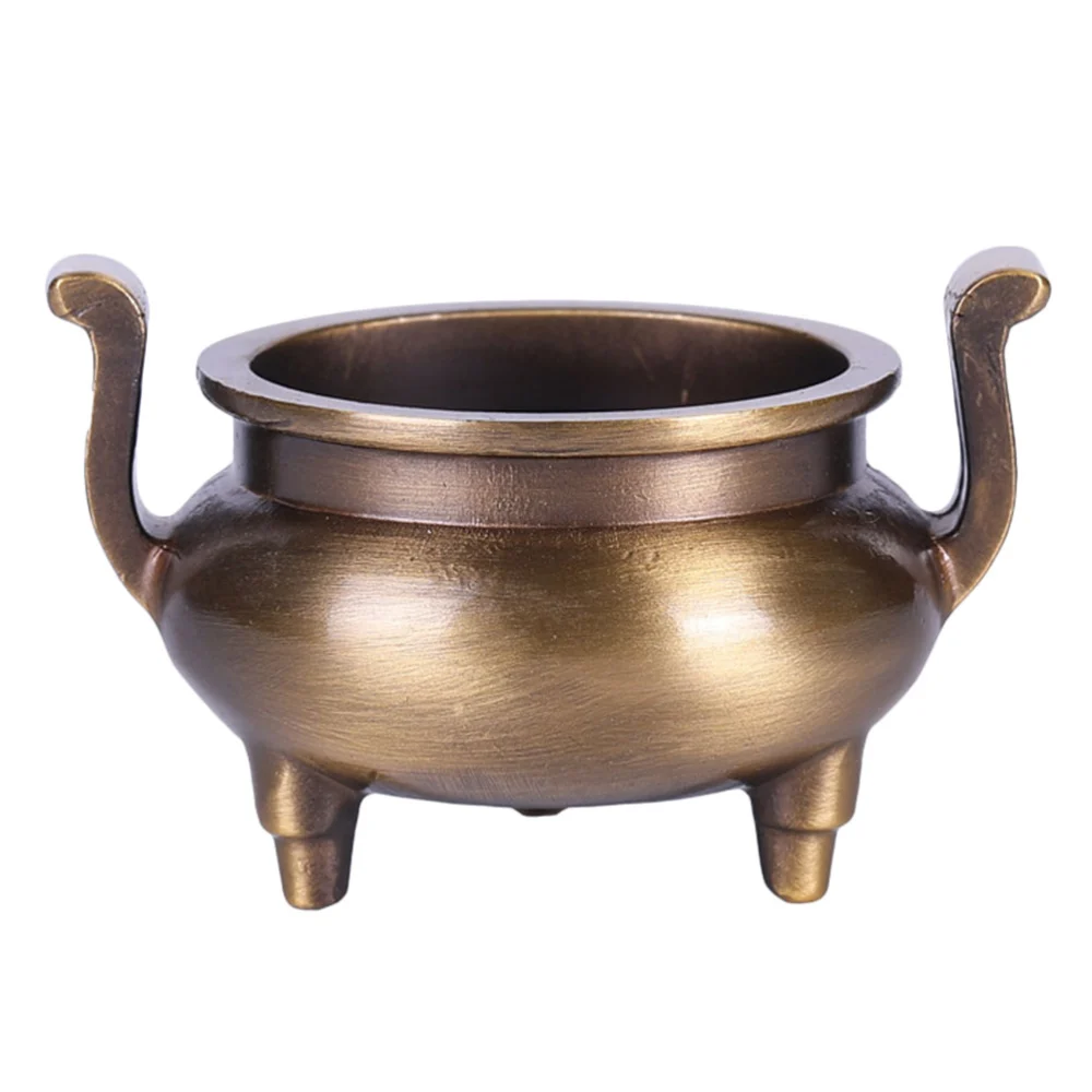 1PC Pure Copper Small Incense Burner with Three Legs and Ears Golden Burner