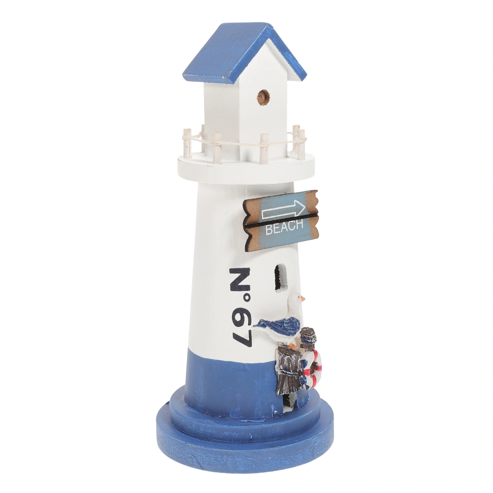 Mediterranean Style Lighthouse Wooden Small Lighthouse Ornament Home Decoration