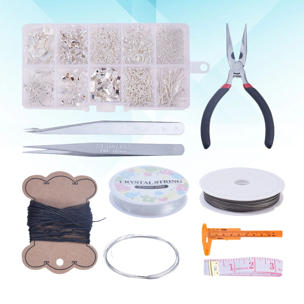 1 Set Jewelry Making Kit Handmade Jewelry Beading Set DIY Craft Projects Complete Supplies (Silver)