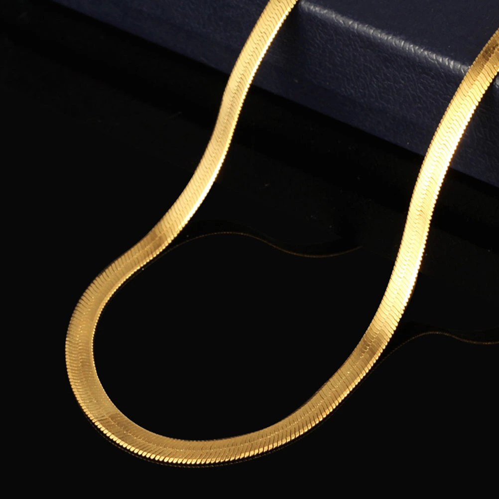 20 Inch Flat Snake Chain Gold Plated Necklace 3mm Wide Fashion Necklace Jewelry