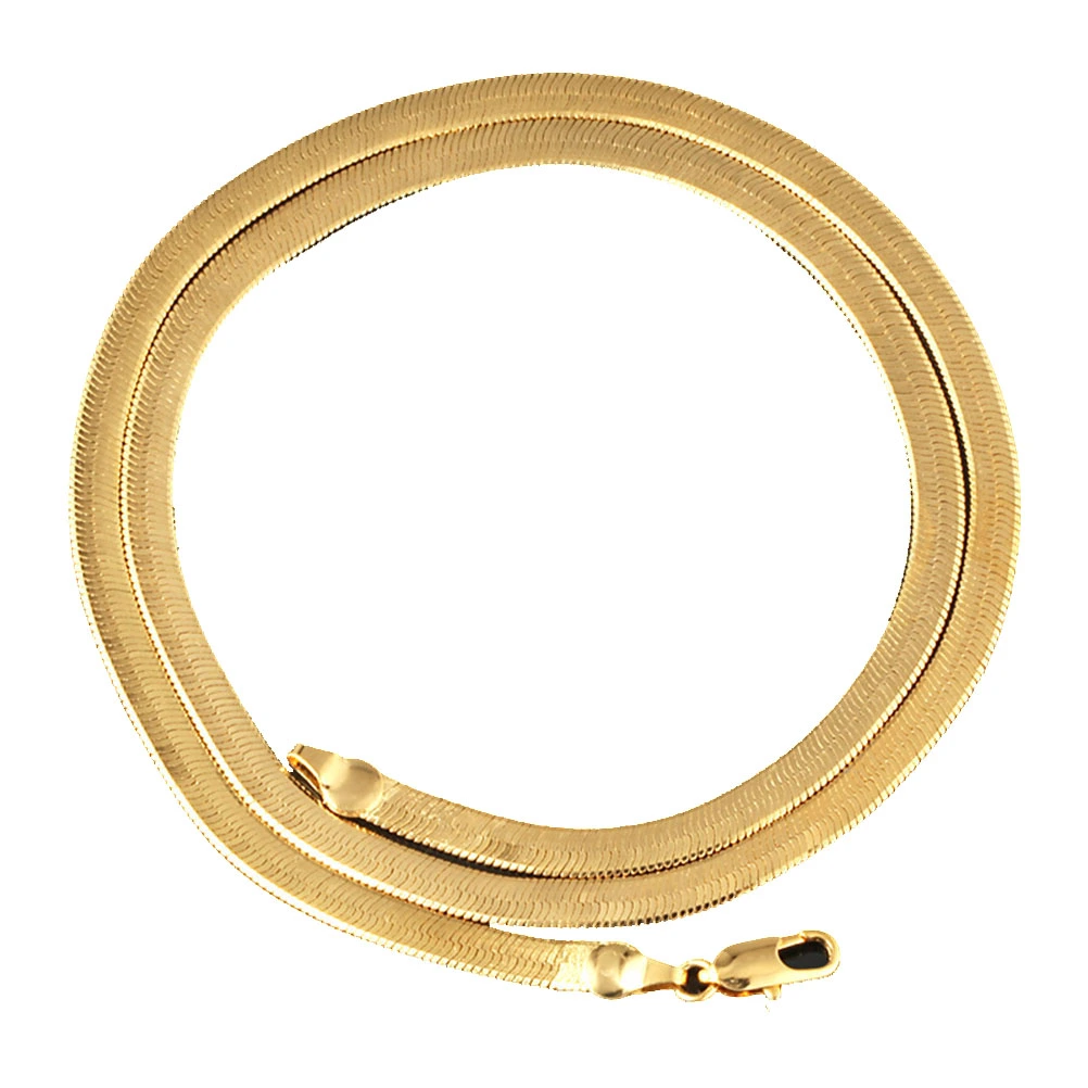 20 Inch Flat Snake Chain Gold Plated Necklace 3mm Wide Fashion Necklace Jewelry