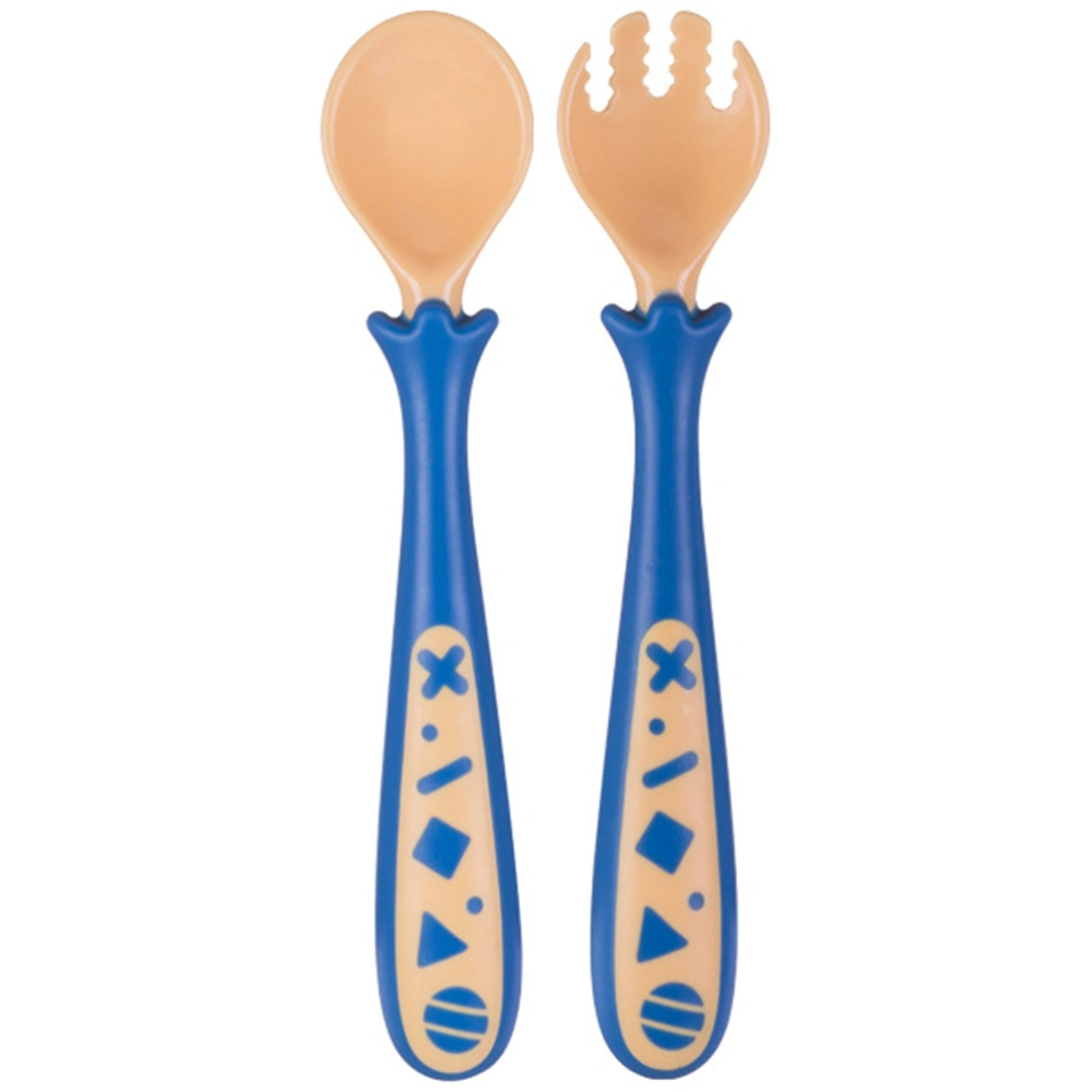 1 Set Baby Utensils Spoon Fork Set with Case Bendable Training Tableware