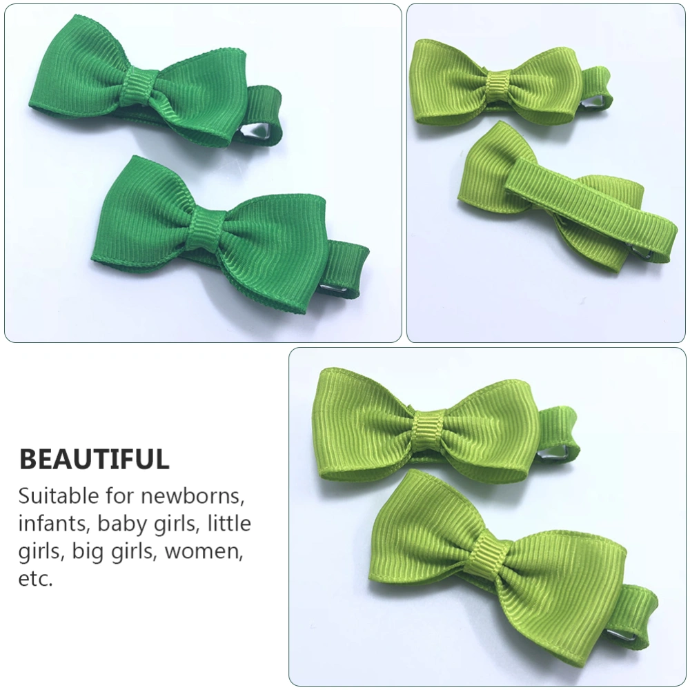 4Pcs St. Patrick's Day Hair Clips Bow Duckbill Clip Children Hair Bows Clips