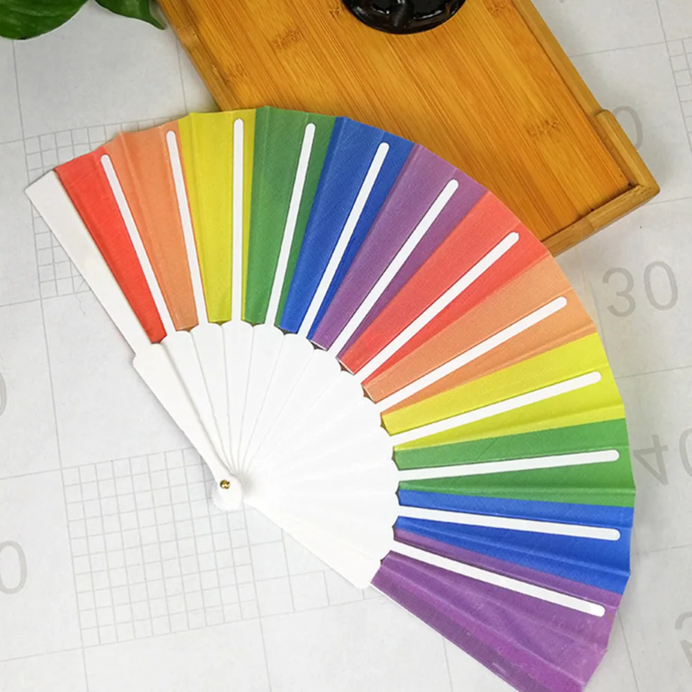 4Pcs Rainbow Color Folding Fans Creative Foldable Fans Exquisite Dancing Fans