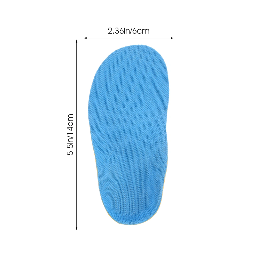 1 Pair of Arch Support Insoles In-toeing Out-toeing Flatfoot Orthotics Insoles for Kids Children - 14cm (Blue and Yellow)