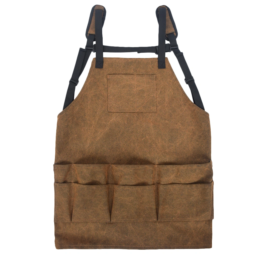 Mutilfunctional Canvas Apron Outdoor Barbecue Apron Dirtiness Prevention Apron for Kitchen