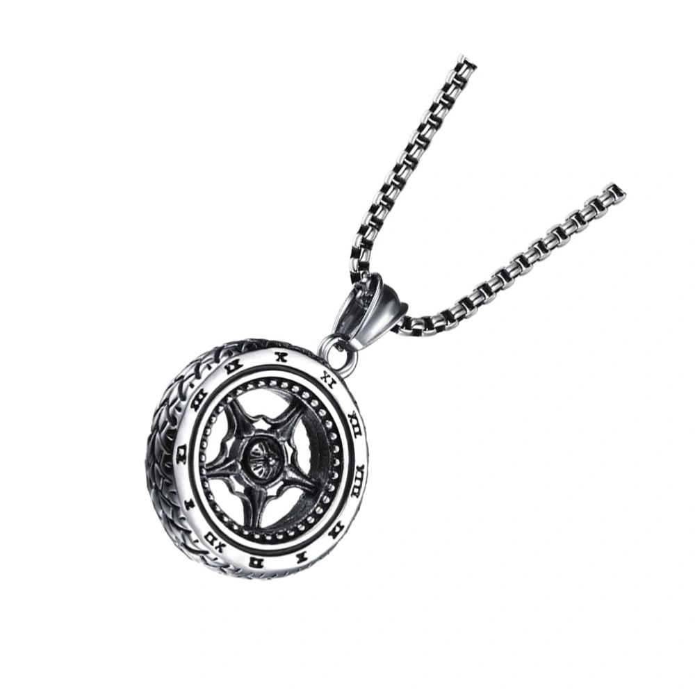 Creative Men Wheel Necklace Delicate Punk Style Wheel Pendant Necklace