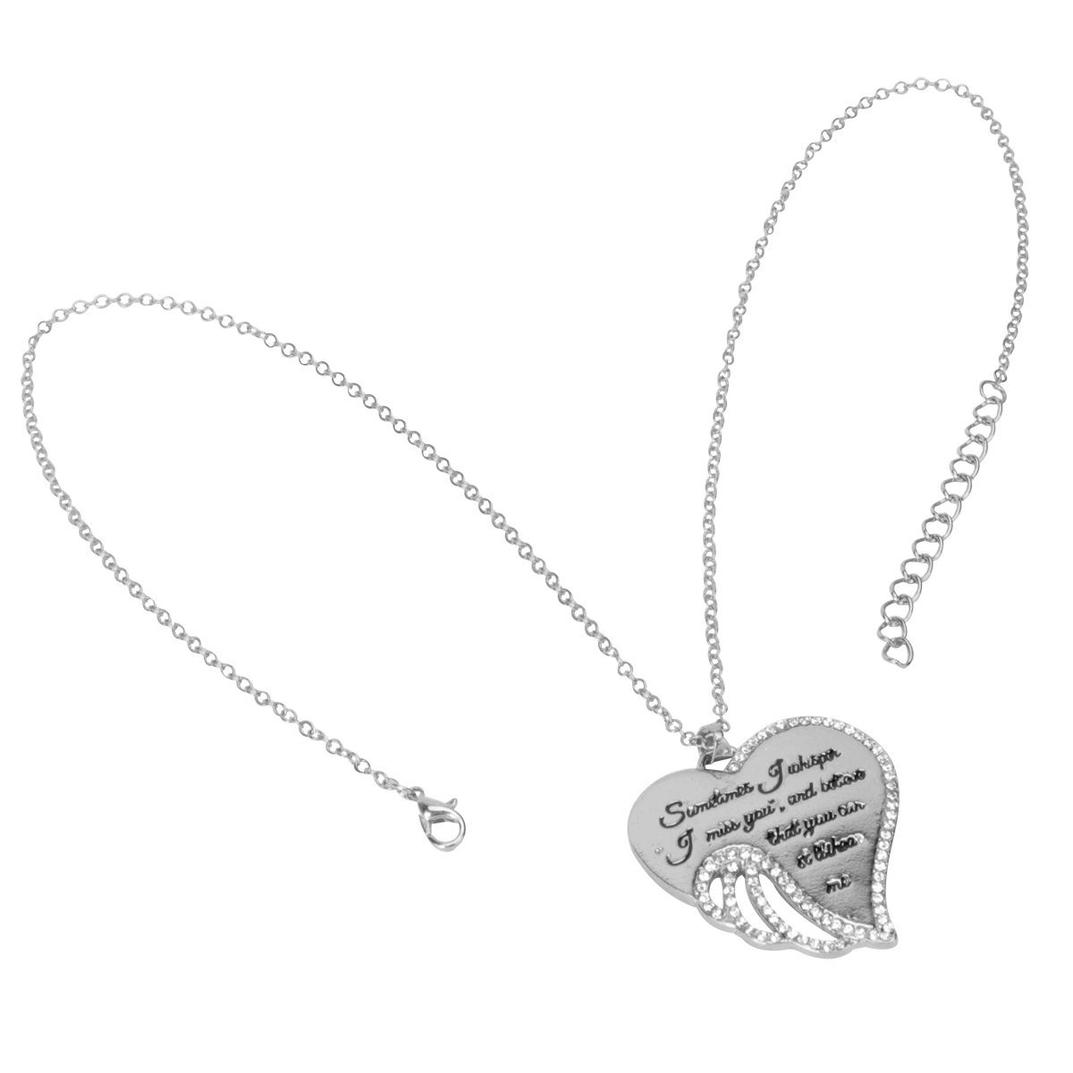 1Pc Angel Wings Pendant Necklace Rhinestone-embedde Heart-shaped Necklace