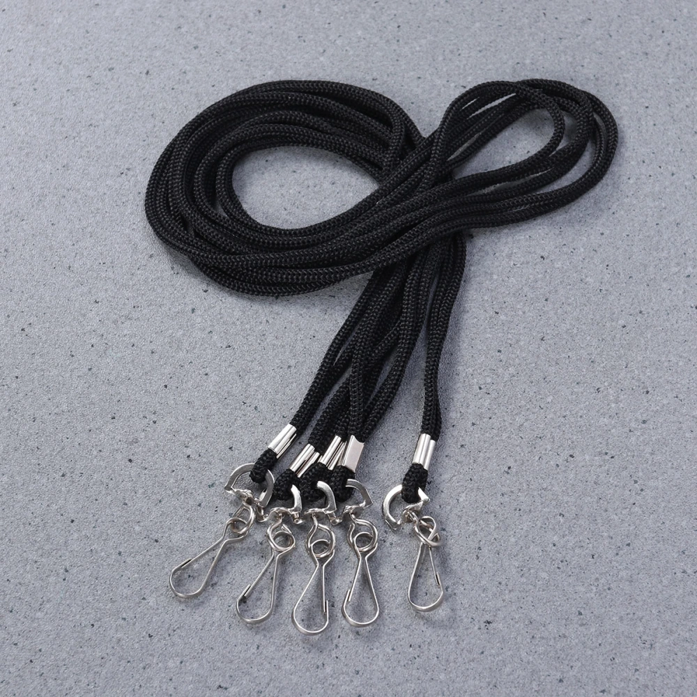 100pcs Neck Lanyards Strap Rope Braided Hanging Rope ID Pass Badge Holder With Metal Button Hook Clip (Black)