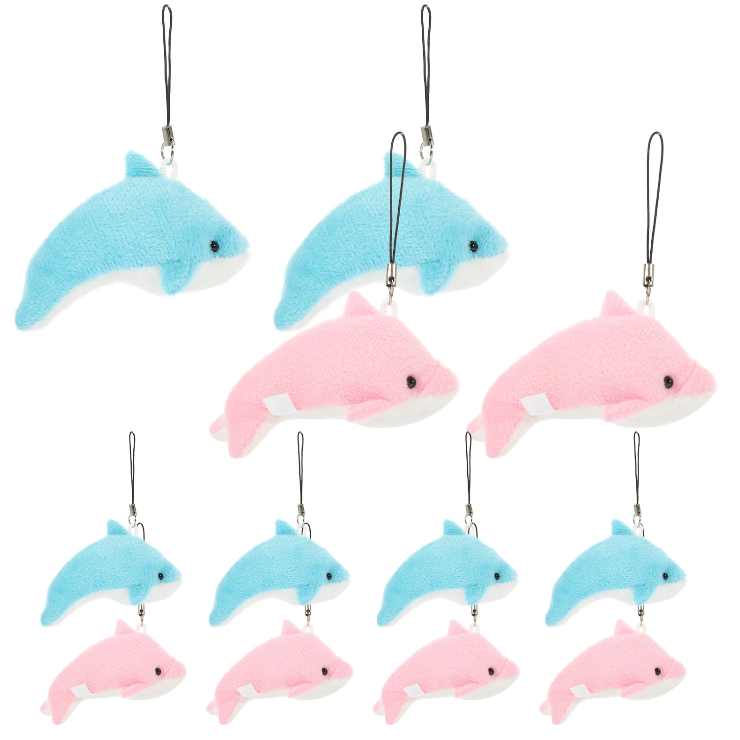 12Pcs Hanging Key Chain Decors Plush Keychains Decorative Stuffed Dolphin Bag Accessory