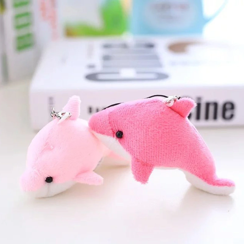 12Pcs Hanging Key Chain Decors Plush Keychains Decorative Stuffed Dolphin Bag Accessory