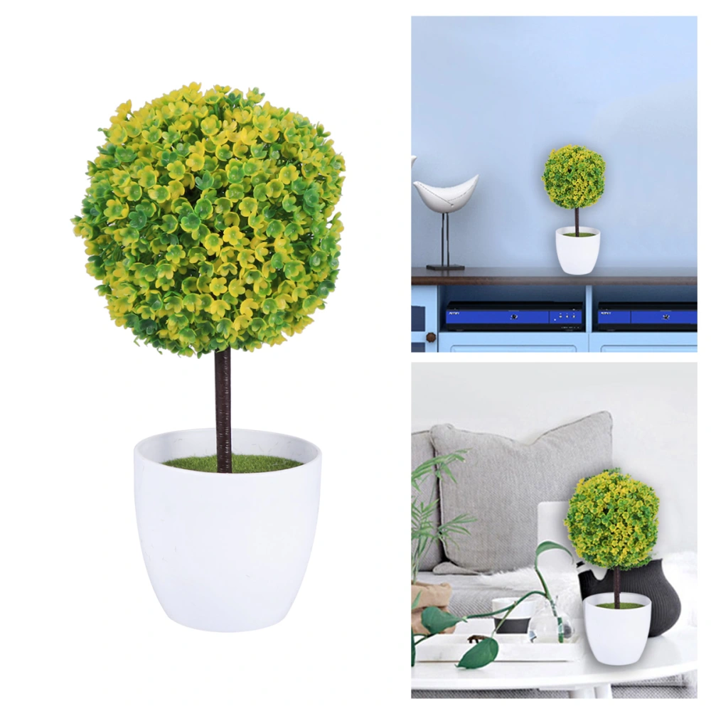 Artificial Plants Ball Simulated Plant Decorative Bonsai Plastic Flower Ball for Home Garden Decoration (Yellow)