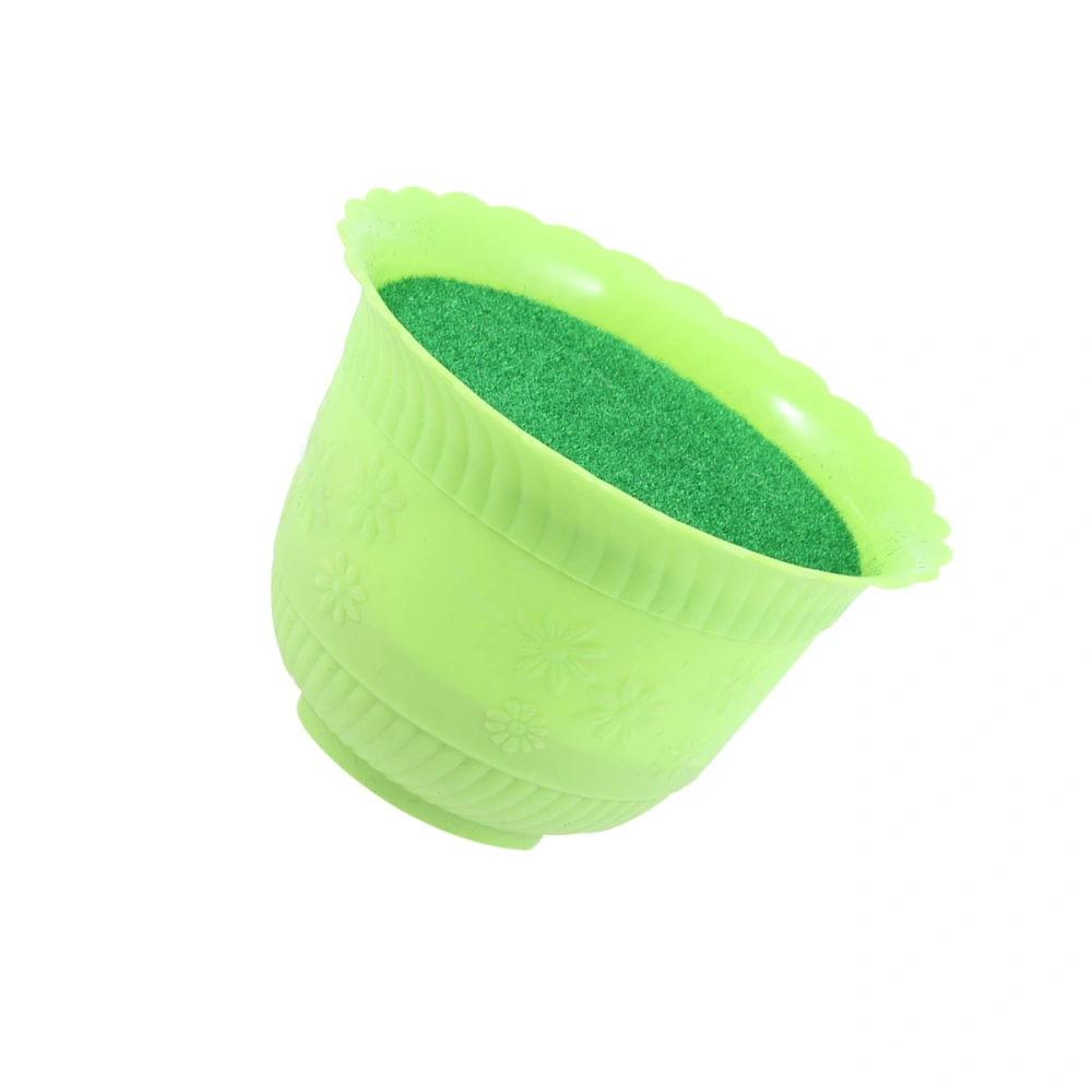 1PC Plastic Flower Pot Flower Mud with Simulation Turf Florist Supplies for Home Garden (Green)