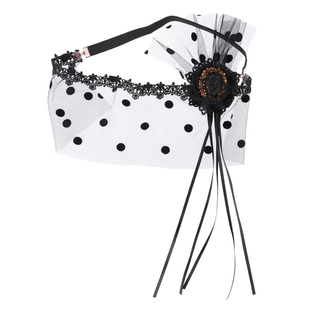 Women's Lace Mask See-through Tassel Mask with Polka Dot for Halloween Masquerade