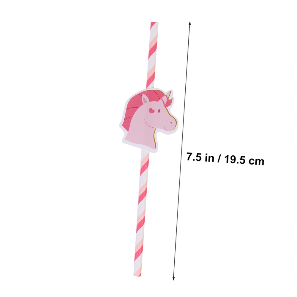 10pcs Unicorn Striated Bicolourable Straws Bendable Drinking Decorative Disposable Straws Party Table Decor for Wedding Birthday Christmas Festival Party Supplies (Pink)