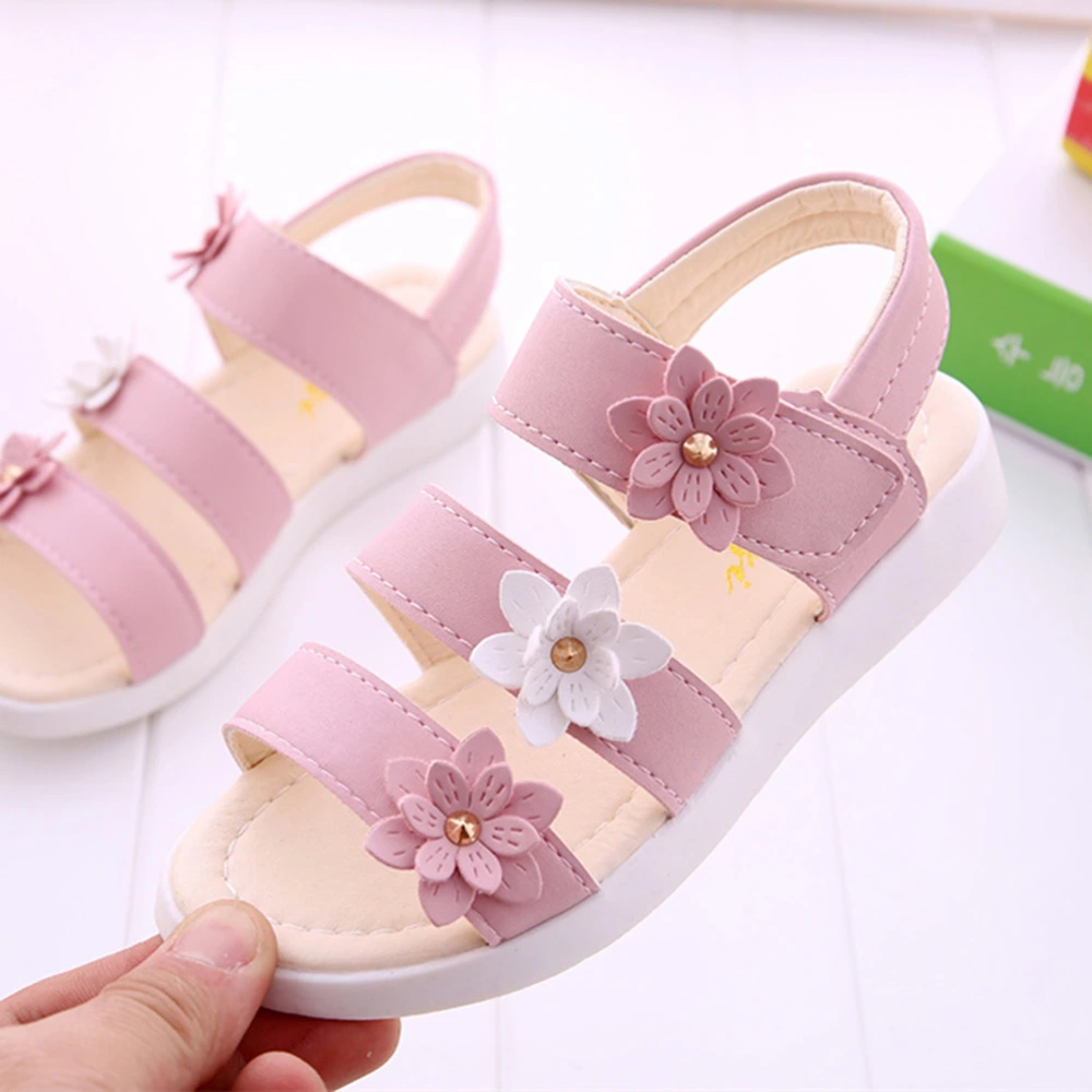 Girls Summer Shoes Flower Shoes Breathable Sandals Shoes for Kids Children (Pink, 35 Yards 21.9cm)