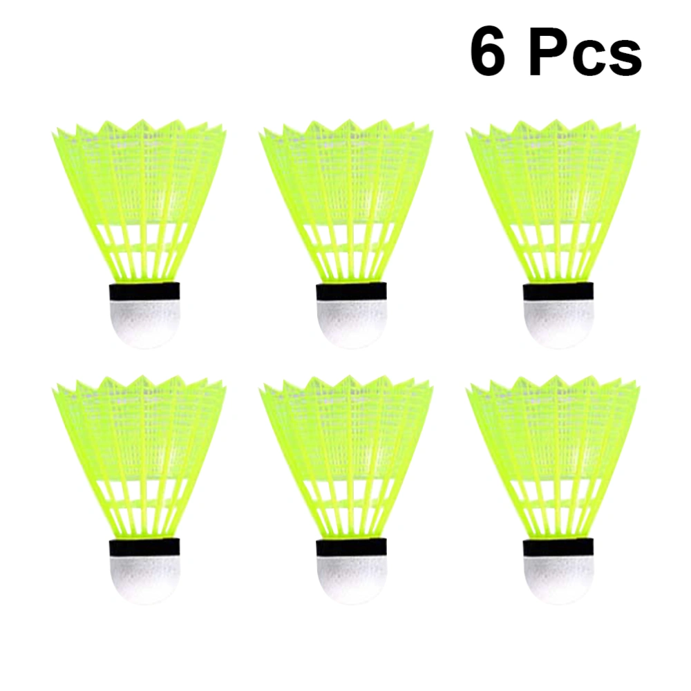 6PCS Nylon Badminton Birdies Shuttlecocks for Indoor Outdoor Playing School Fitness Sports Activities (Yellow)