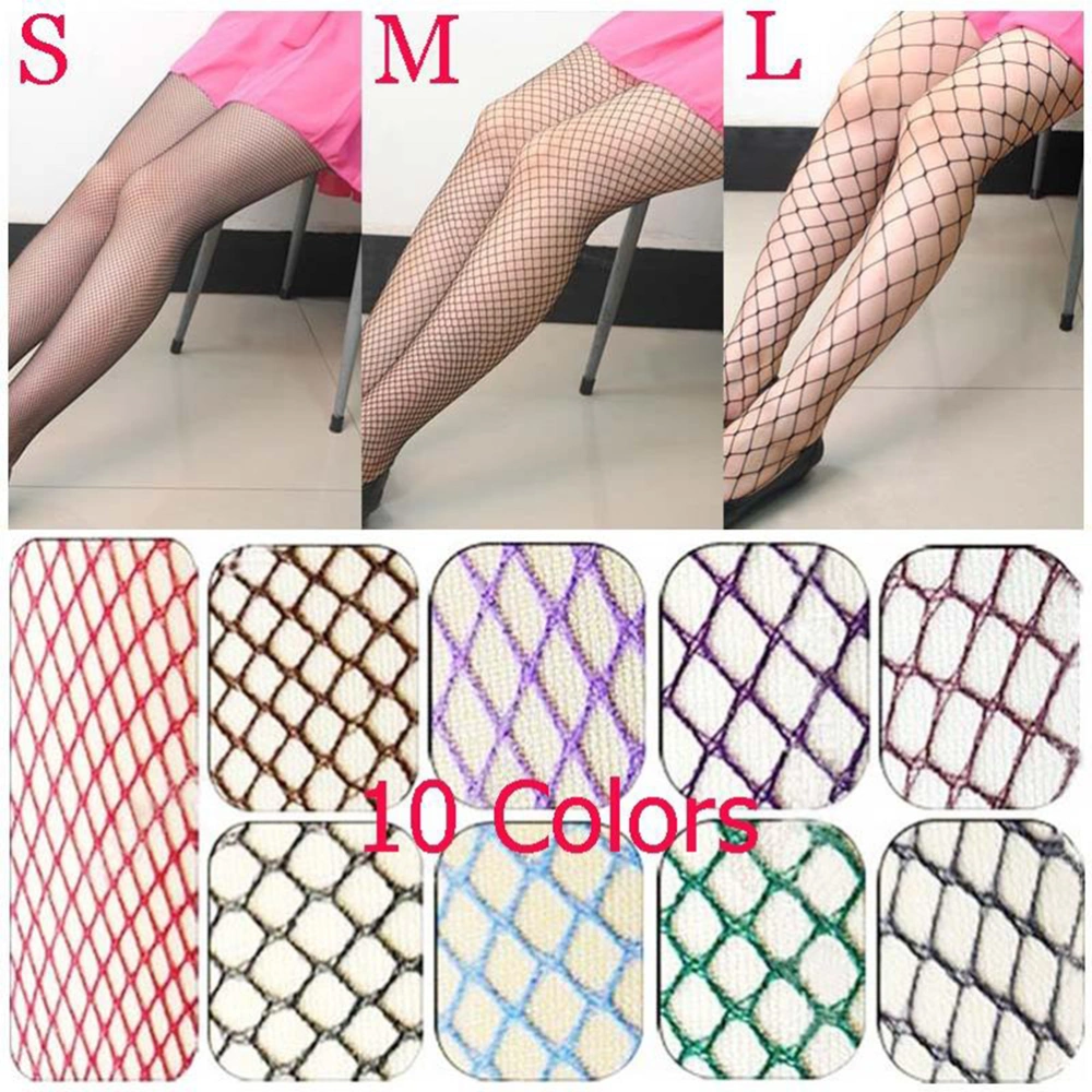 Sexy Women Stretchy Fishnet Tights Stockings High Waist Net Pantyhose 25mm Mesh- Size L (Red)