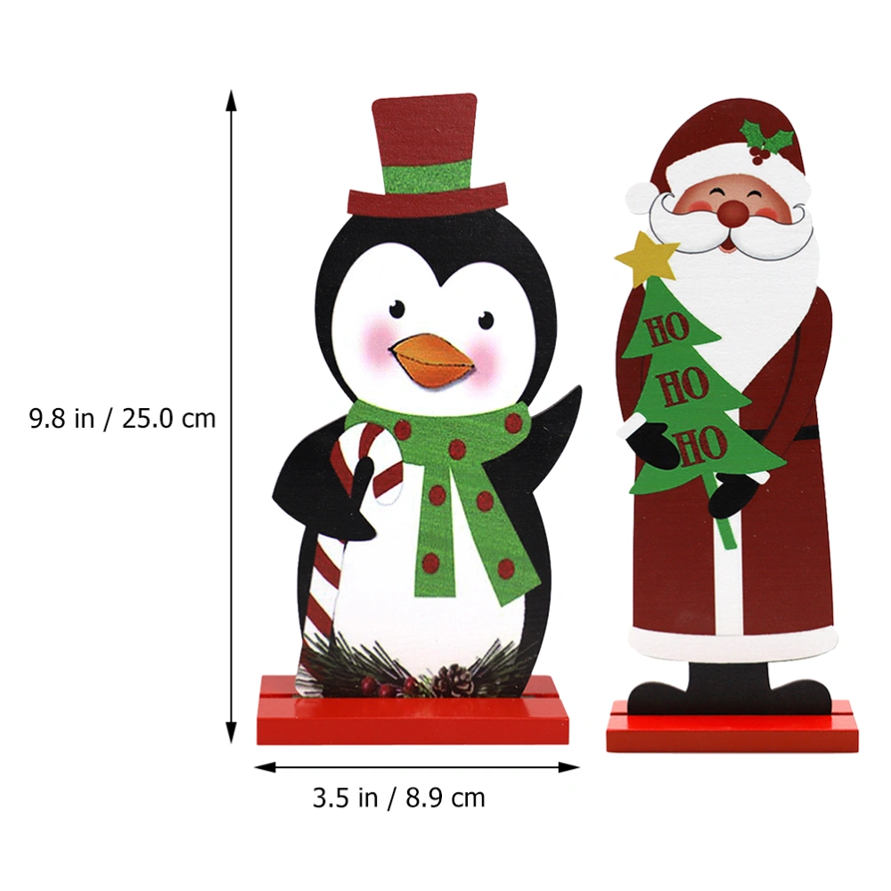 2pcs Christmas Wooden Decorations Christmas Wooden Crafts Ornaments Party Decors