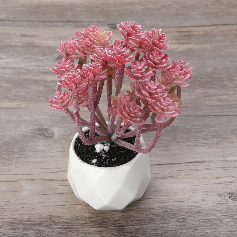 Simulation Succulents Artificial Green Plants Flower for Office Home Garden Decoration(Flocking Red)