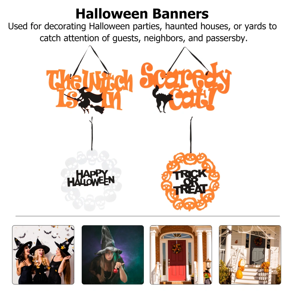 4Pcs Halloween Hanging Decoration Pendants DIY Hanging Banners for Home Door