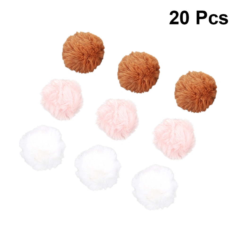 20pcs Cat Funny Playing Ball Toys Cat Plush Ball Toy Kitten Teaser Pet Supplies (Random Color)