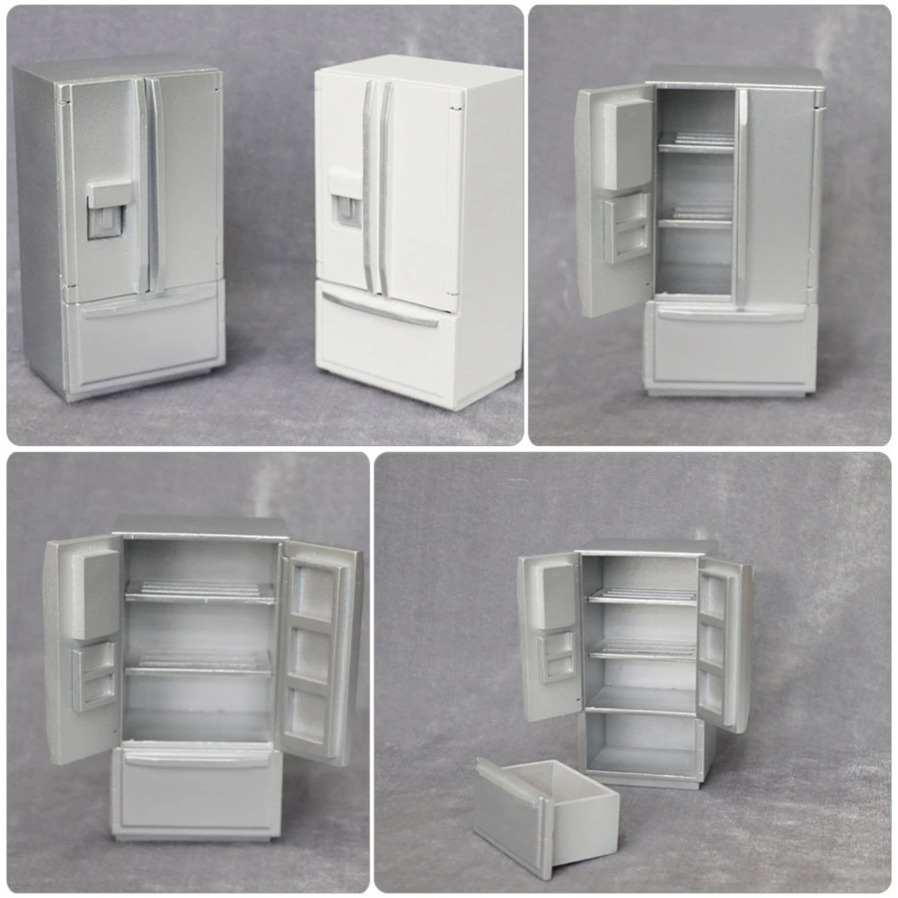 Miniature Refrigerator Micro Landscape Prop Wood Furniture Decor Dolly House Freezer