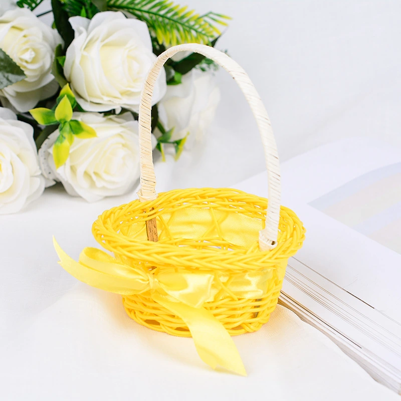 2pcs Flower Basket Gift Storage Basket Simulated Rattan Basket Woven Storage Basket