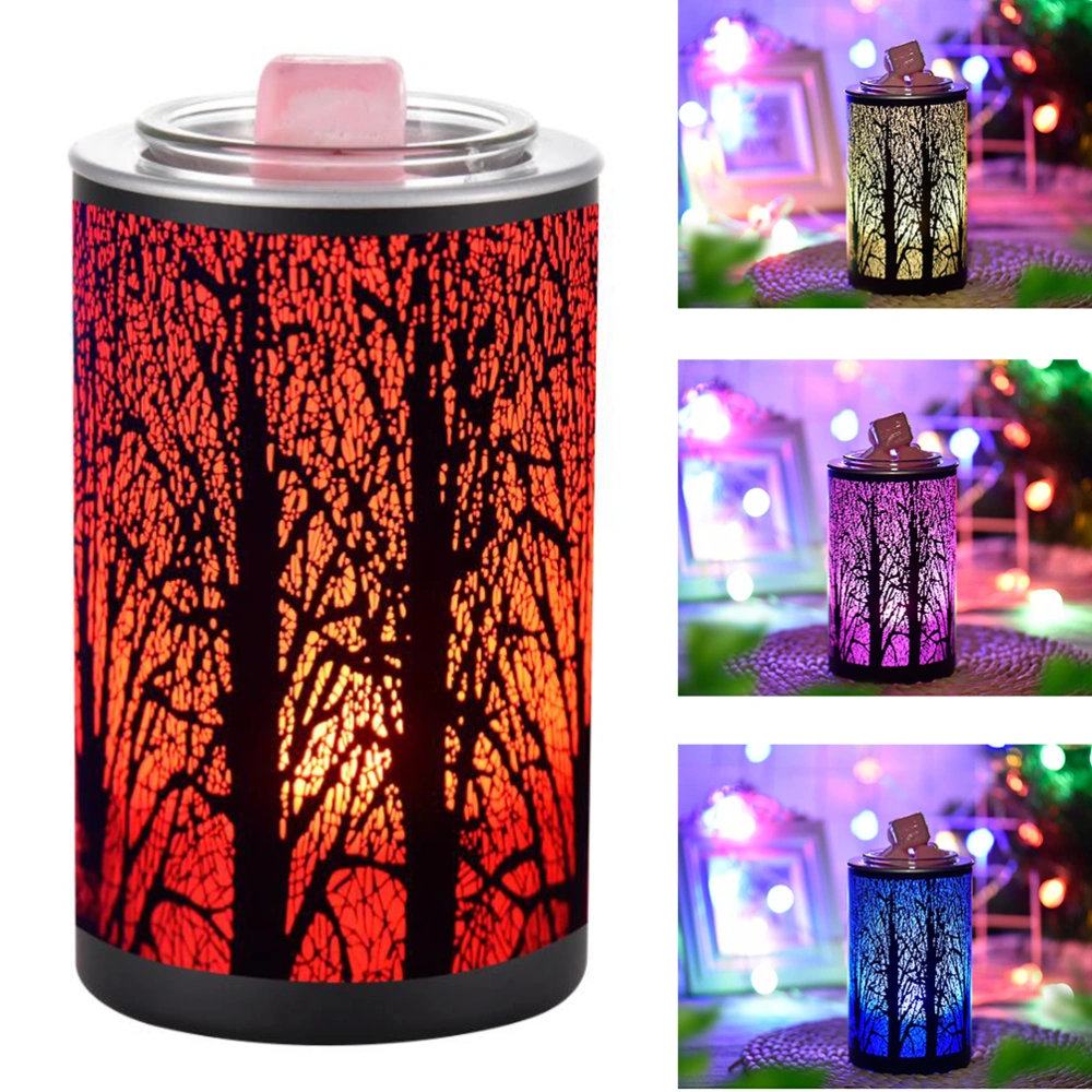 Black Branches Pattern Aroma Lamp Fragrance Light Chic Desktop Light Decorative Tabletop Light for Home Bedroom (Ordinary Switch, EU Plug)