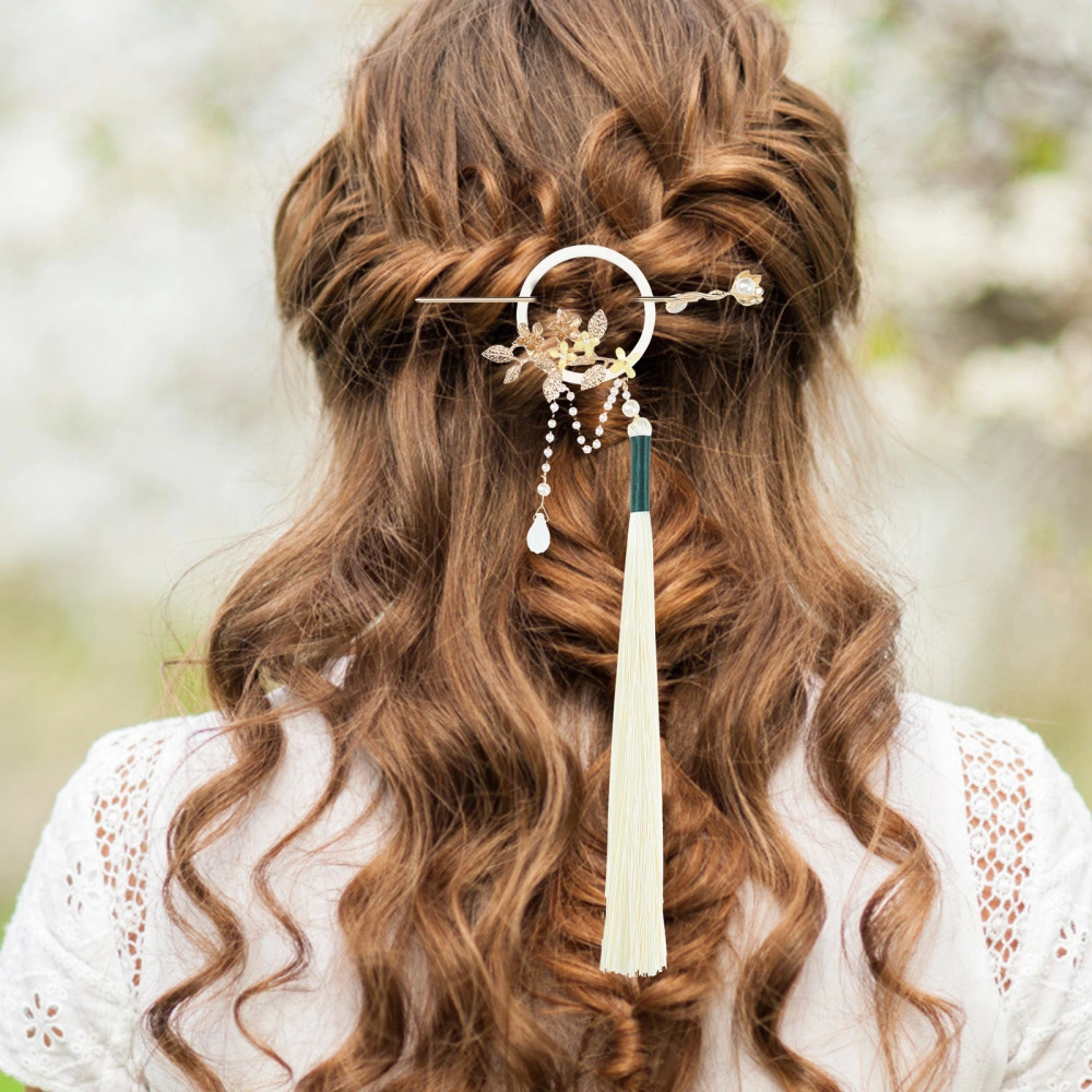 Tassel Hair Stick Delicate Flower Hairpin Retro Girl Hair Clasp Hanfu Accessory