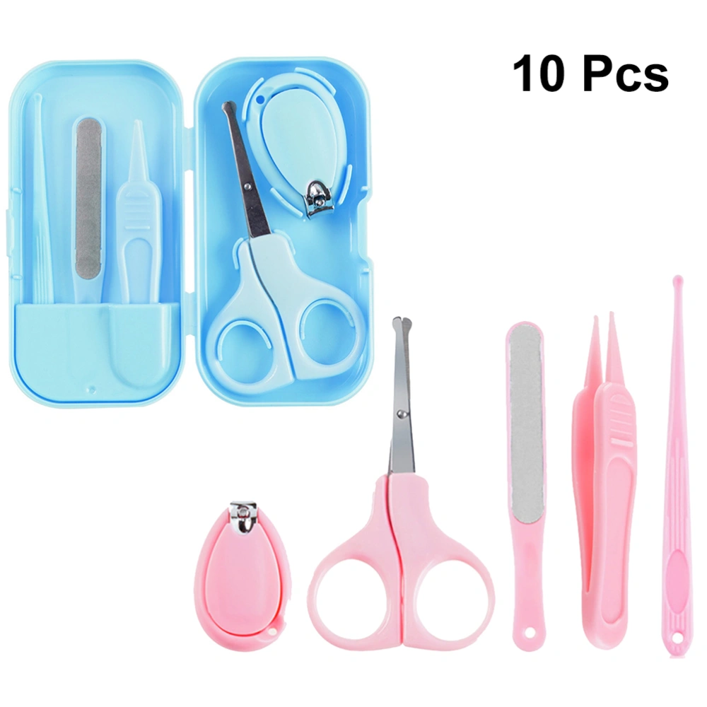 2 Boxes 5-in-1 Baby Manicure Kit Safety Nail Clippers File Tweezer Scissor Earpick Set Nail Trimming Tools