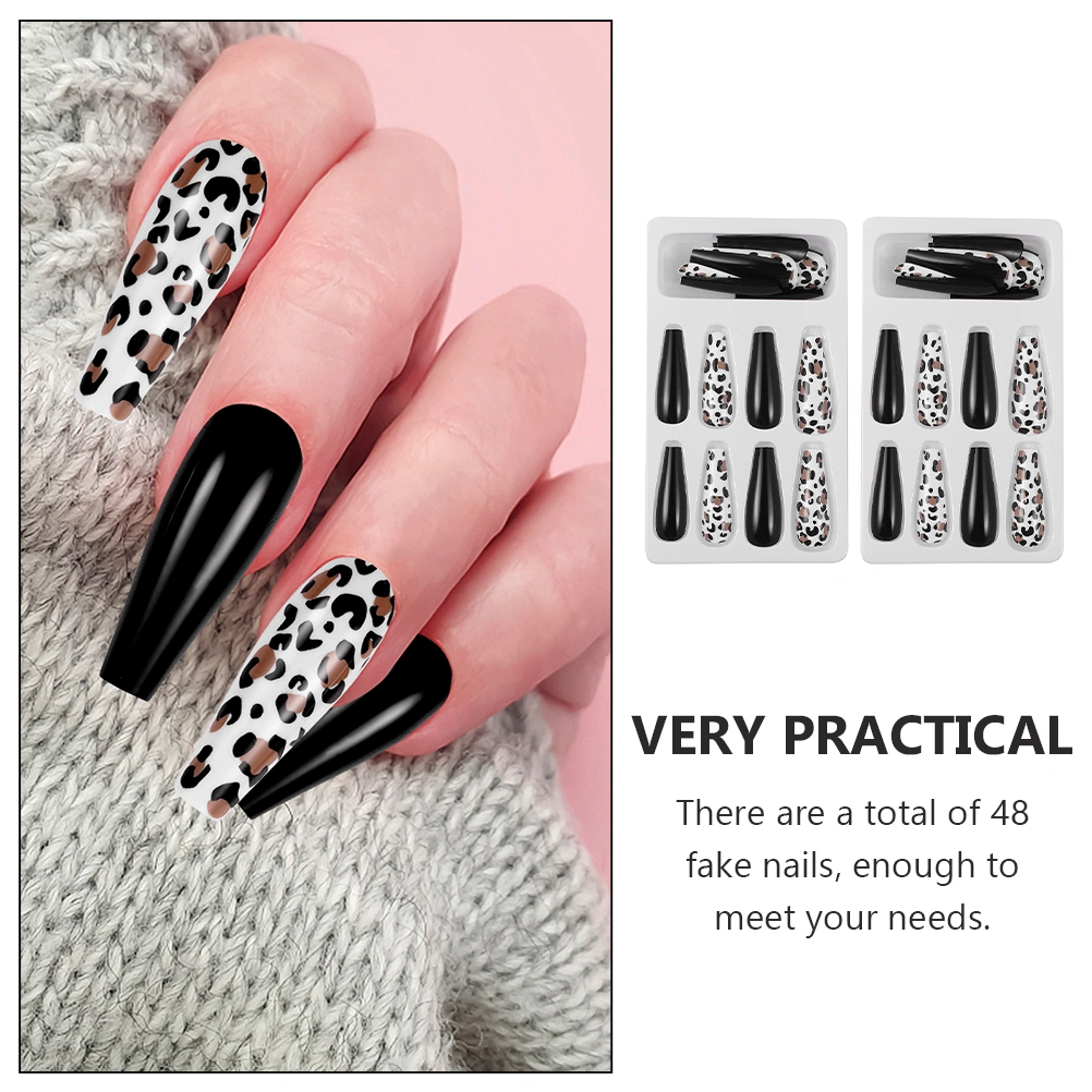 48Pcs Long False Nails Coffin False Nails Beautiful Nails Art Accessories