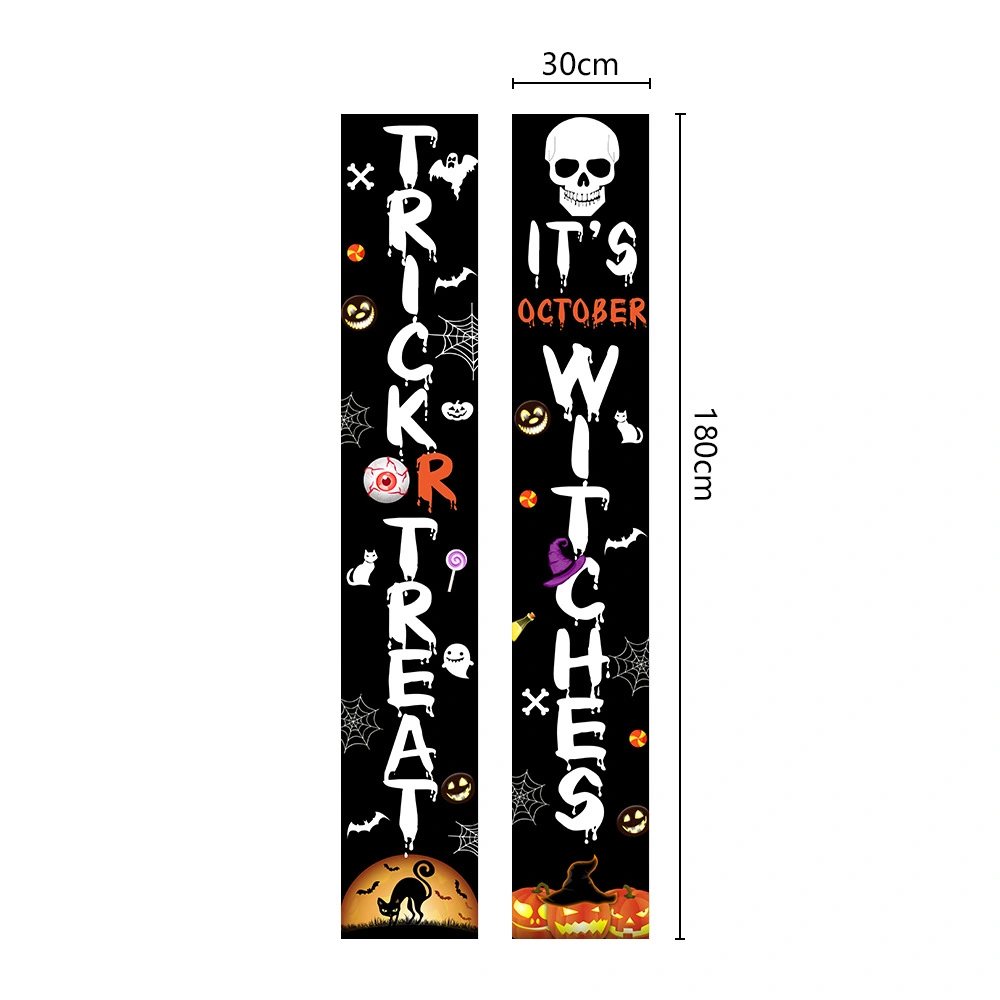 1 Pair Halloween Porch Banners Door Hanging Decorations Outdoor Garden Couplet Signs