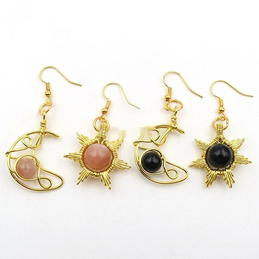 Hip Hop Style Trendy Earrings Asymmetric Sun Moon Earrings