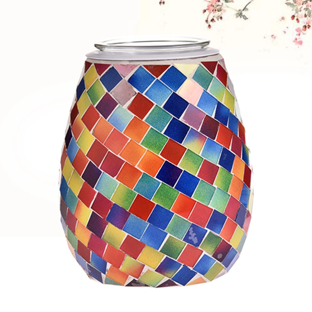 1PC Mosaic Pattern Fragrance Lamp Glass Aroma Diffuser Scented Candle Holder Electric Essential Oil Burner with EU Plug Colorful