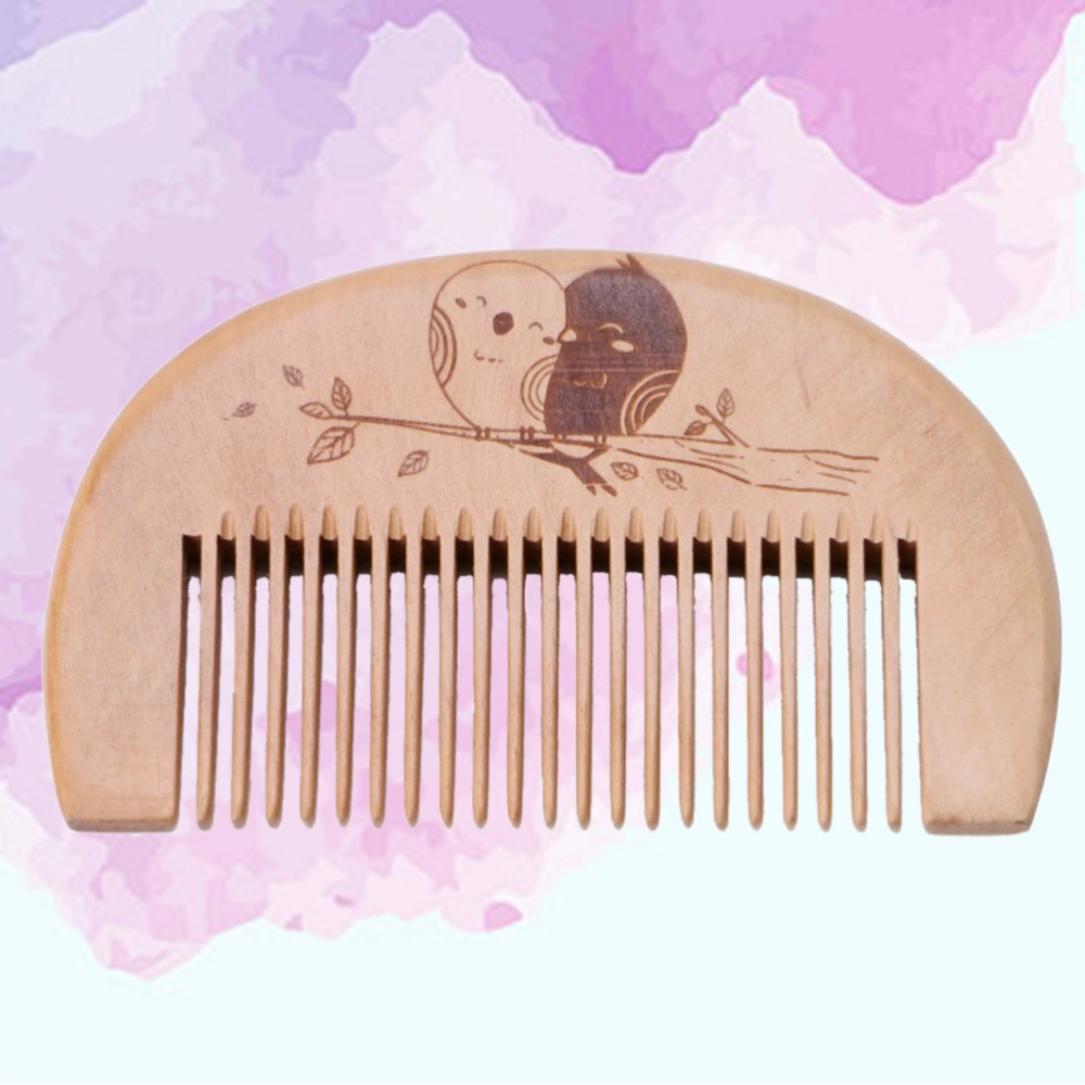 Peach Wood Comb Fine Tooth Handmade Wooden Hair and Beard Comb