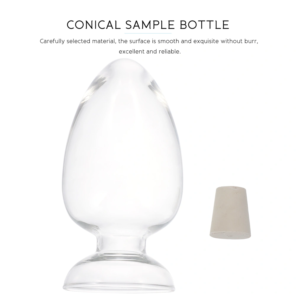 1pc Conical Sample Bottle Clear Glass Bottle Laboratory Glass Bottle with Stopper