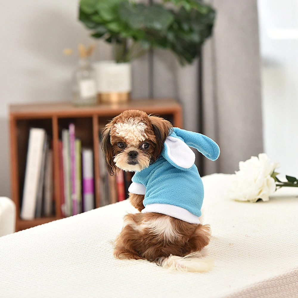 Pet Dog Keep Warm Clothes Comfotable Cotton Vest Rabbit Shaped Dog Autumn Winter Dog Coat Outdoor Sports Pet Apparel (Blue, Size XS)