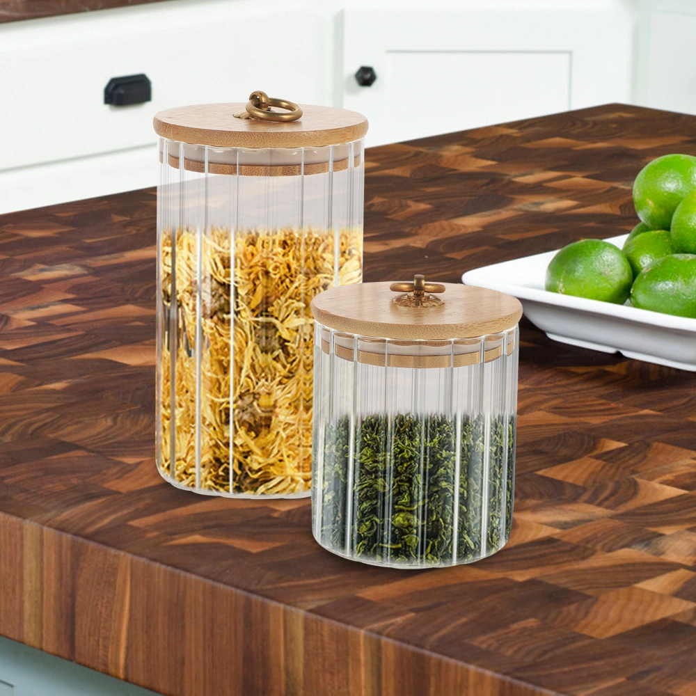 3pcs Glass Storage Jars with Sealed Bamboo Lids Kitchen Food Storage Containers