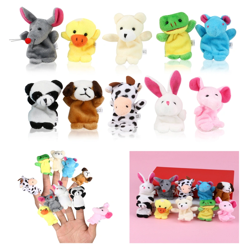 LEORX 10pcs Cartoon Animal Finger Puppets Dolls Props Toys (Random Pattern)