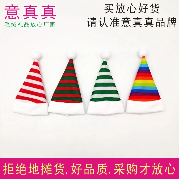 10pcs Mini Santa Hats Christmas Cutlery Holders Candy Cover Hat Cup Bottles Cover