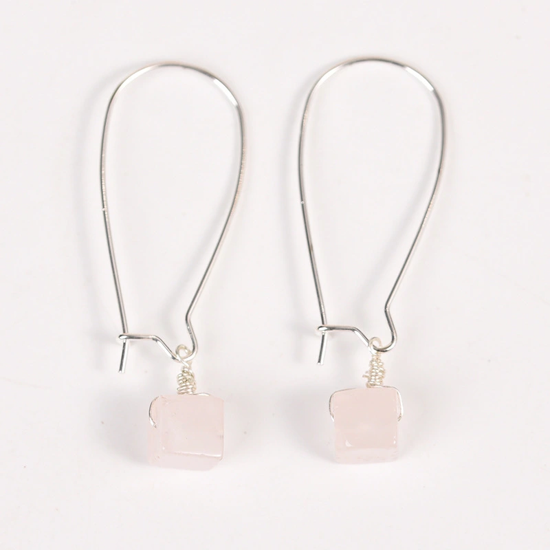 1 Pair of Crystal Stone Earrings Cube Rough Stone Earrings Party Ear Pendants