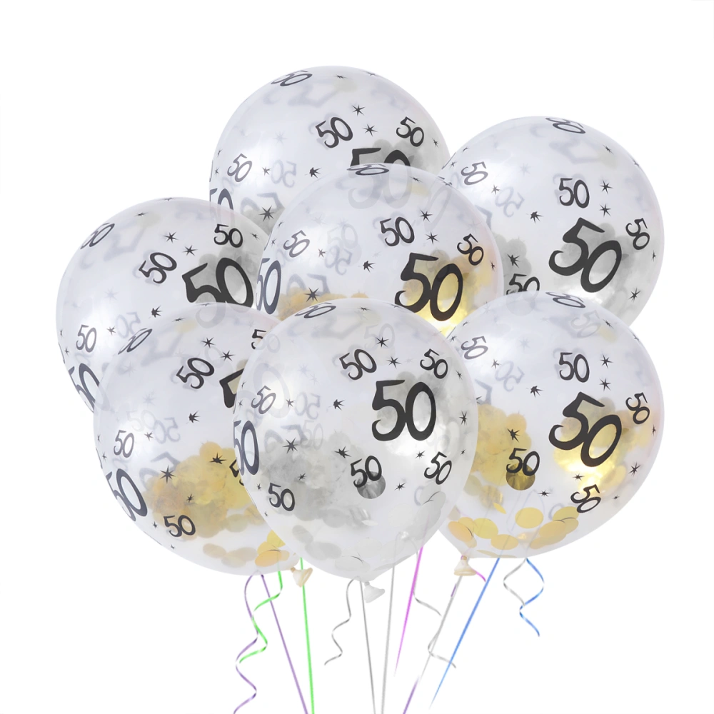 10pcs 50 Birthday Balloon Set Beautiful Decor Balloon for Birthday Party Gathering (5 Golden, 5 Silver)