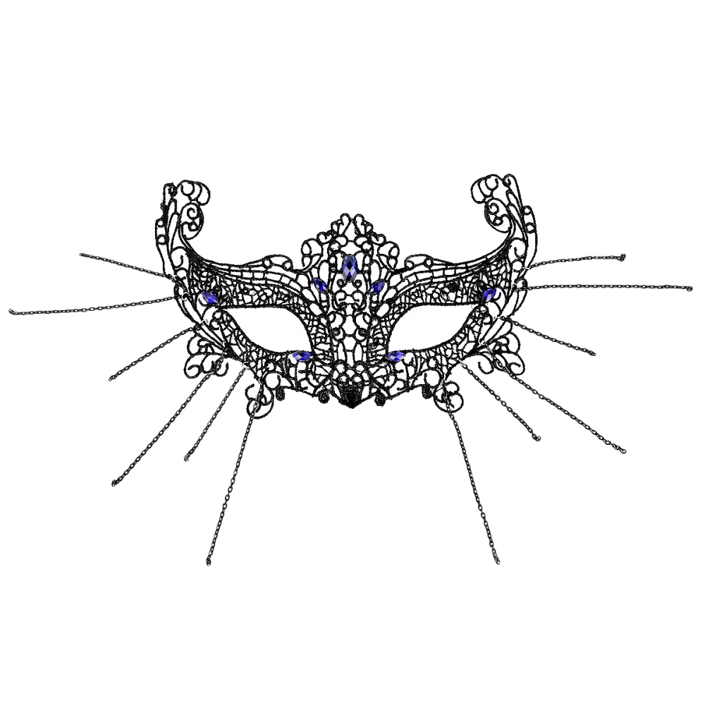 1pc Halloween Half-face Masquerade Lace Mask (Black)