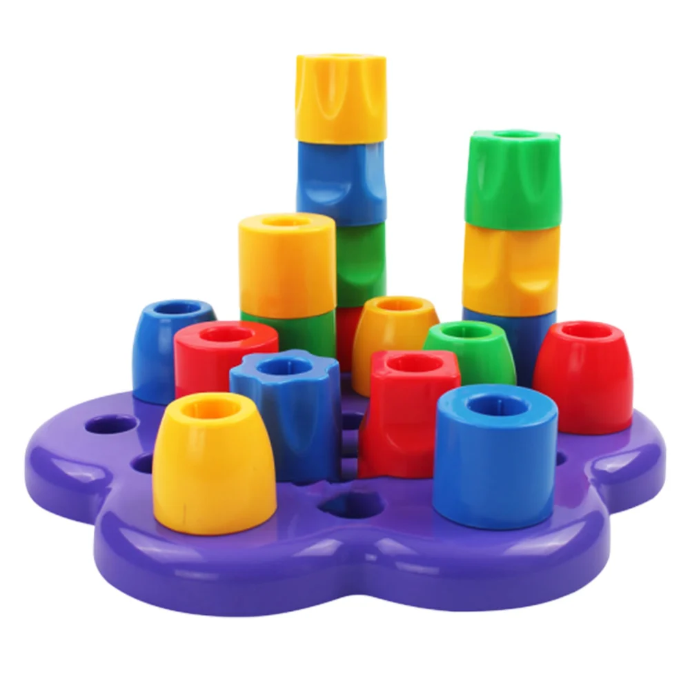 1PC Stacking Game Toy Shape Recognizing Blocks Colored Interactive Prop Early Learning Gift for Baby